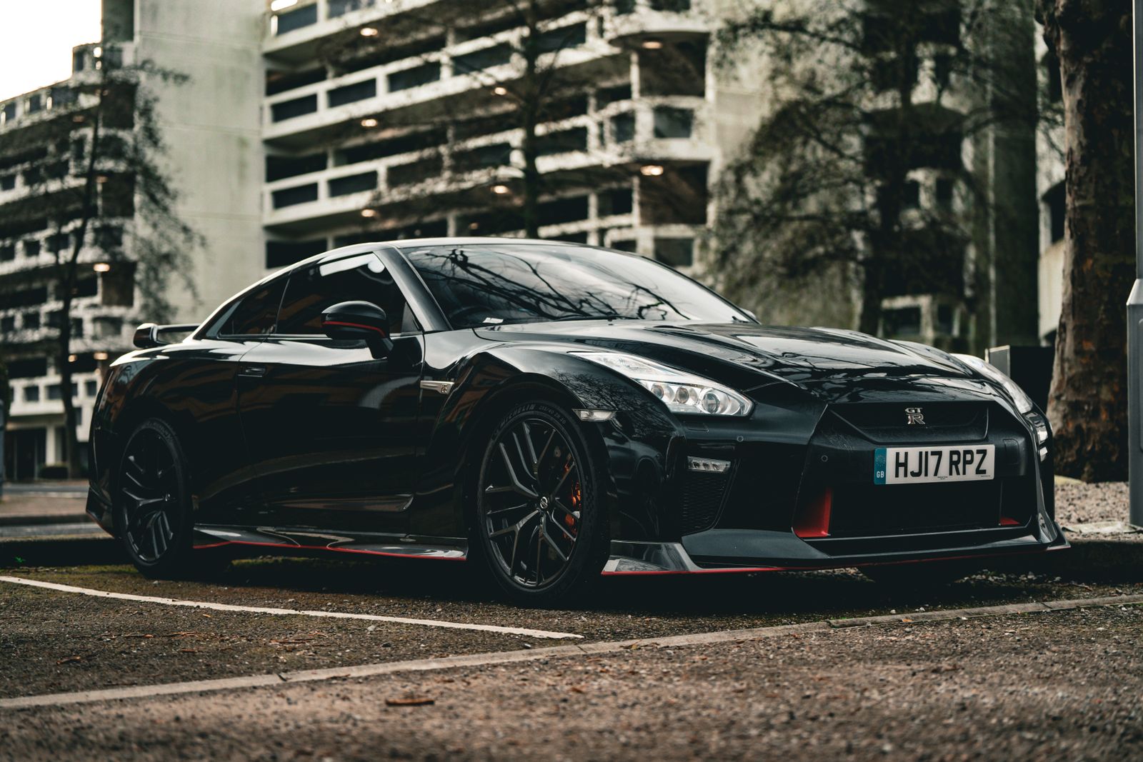 Black Nissan GT-R R35 in a parking area