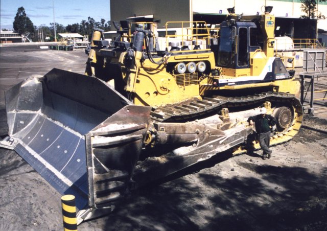 Komatsu D575A Super Dozer with its broad mining blade