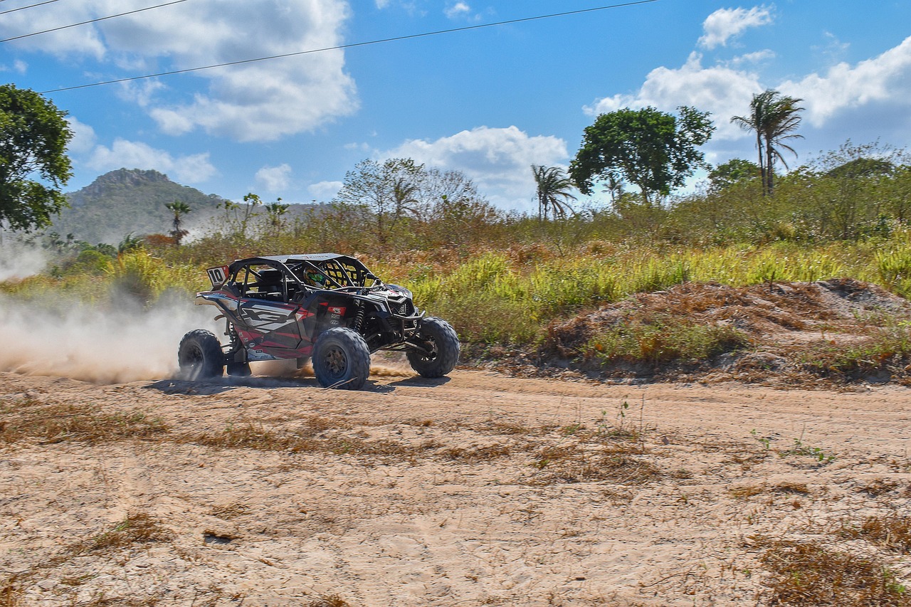 Off-road side-by-side driving on a dirt track