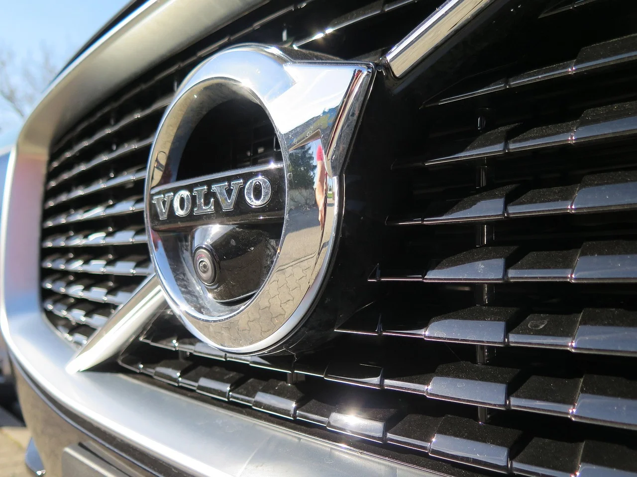 Volvo iron-symbol emblem on a car grille