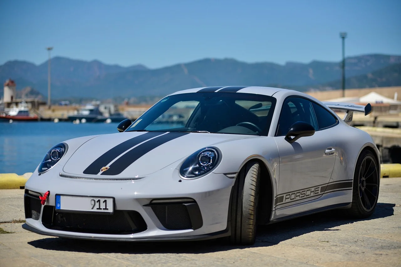 Porsche sports car on a circuit